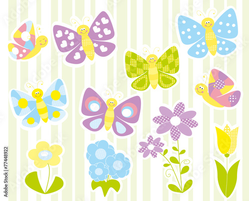 motyle i kwiaty- zestaw 