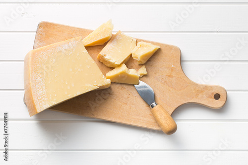 parmesan cheese on cutting board