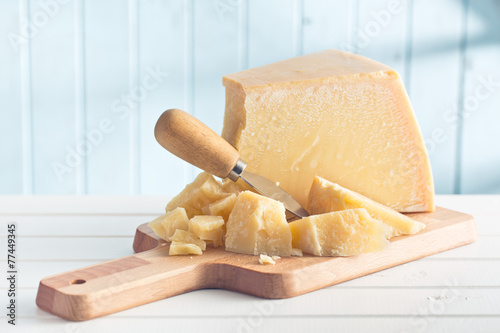 parmesan cheese on cutting board