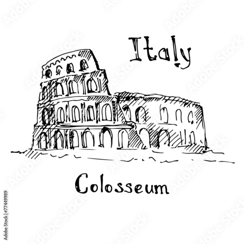 Great Colosseum, Rome, Italy. Sketch.