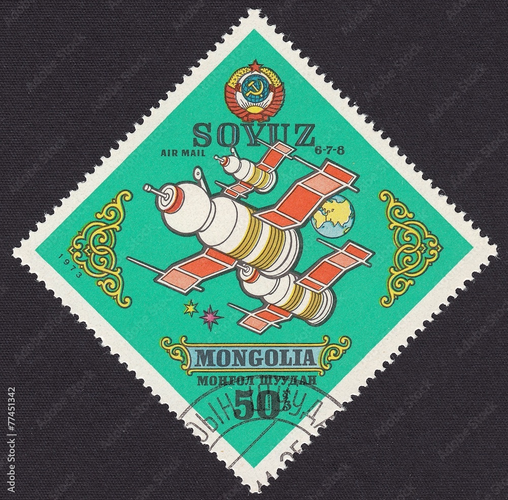 Naklejka premium Group flight of the spacecraft Soyuz-6,7,8