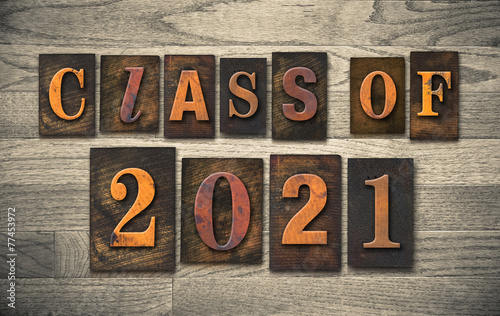 Foto Class of 2021 Wooden Letterpress Type Concept