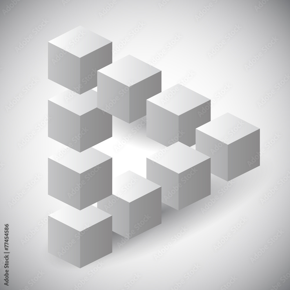 Impossible triangle made with cubes Impossible triangle made with cubes