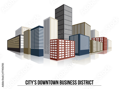 City Downtown Business District , Isolated Vector Illustration