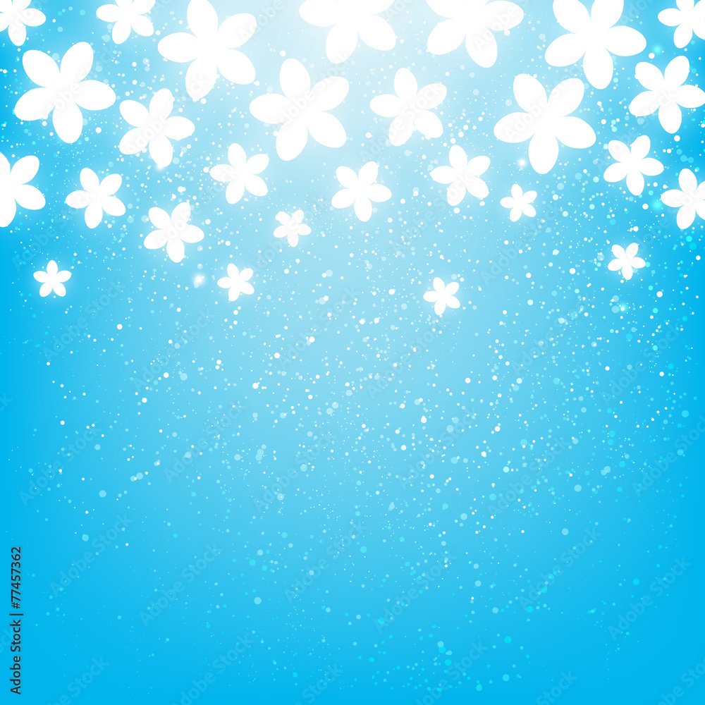 Shiny flowers on blue background Shiny flowers on blue background