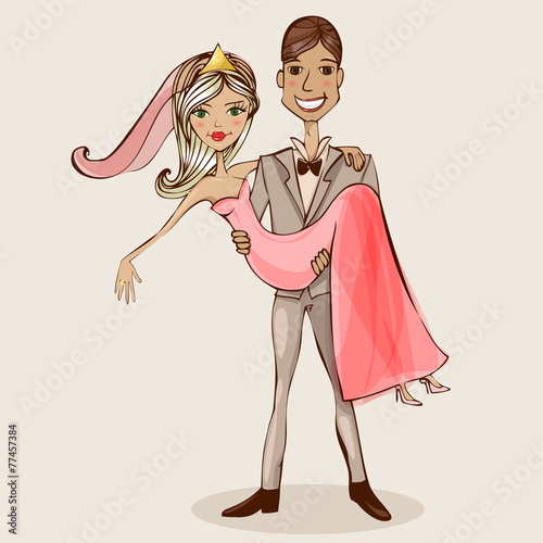 Illustration of a bride and groom