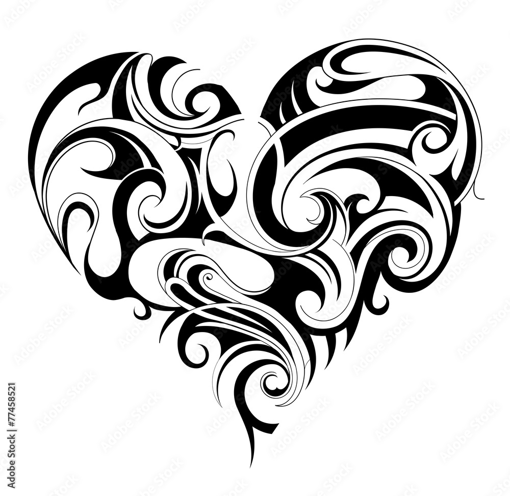Heart Swirl Tattoo Design - Tattapic®