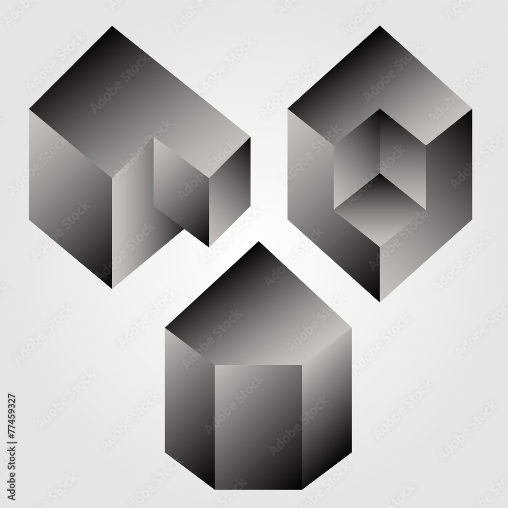 Isometric objects in axonometric view Isometric objects in axonometric view