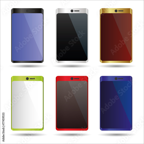 various color smart phones mock up symbols eps10