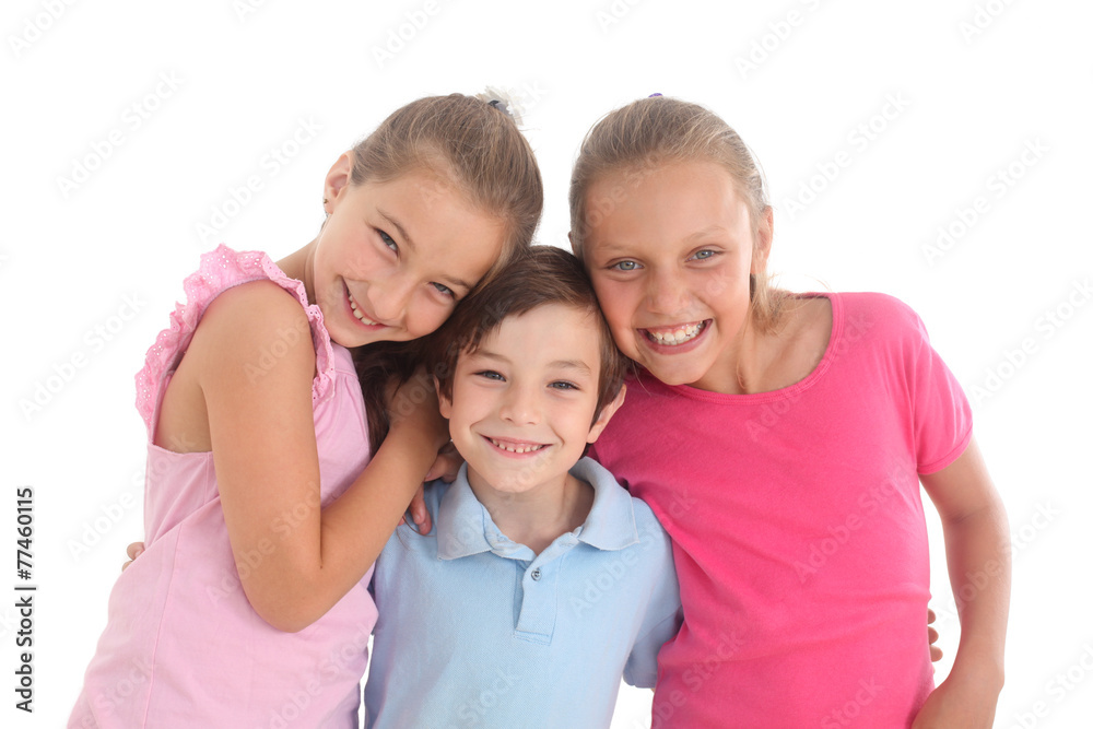 happy kids on a white background