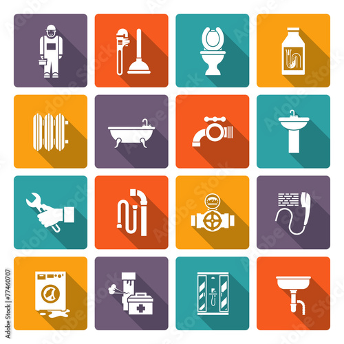 Plumbing icons set