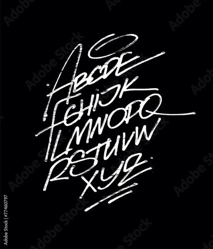 Hand written calligraphy alphabet. Detailed vector
