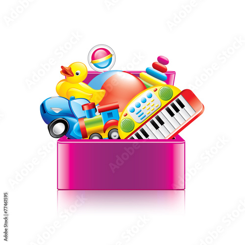 Children toys box isolated on white vector