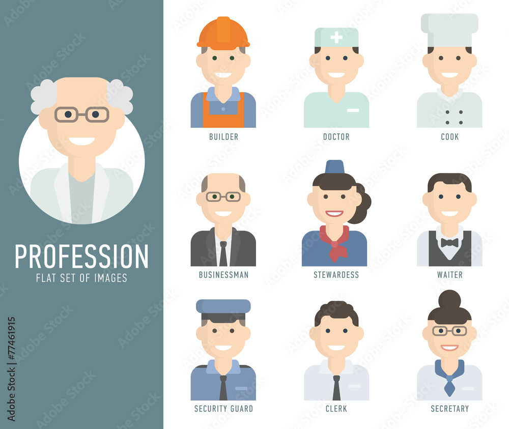 Different people professions characters set flat Different people professions characters set flat