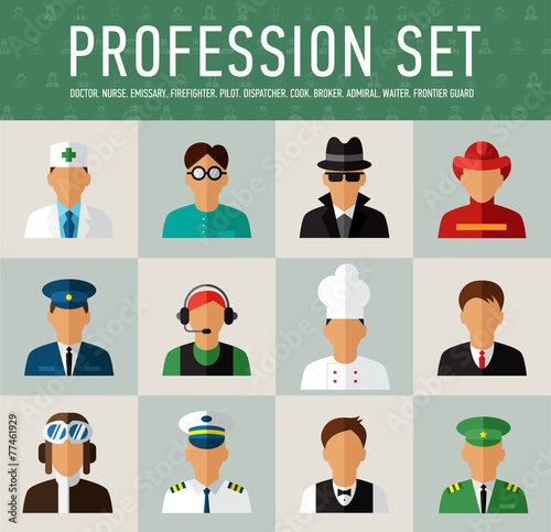 Different people professions characters set