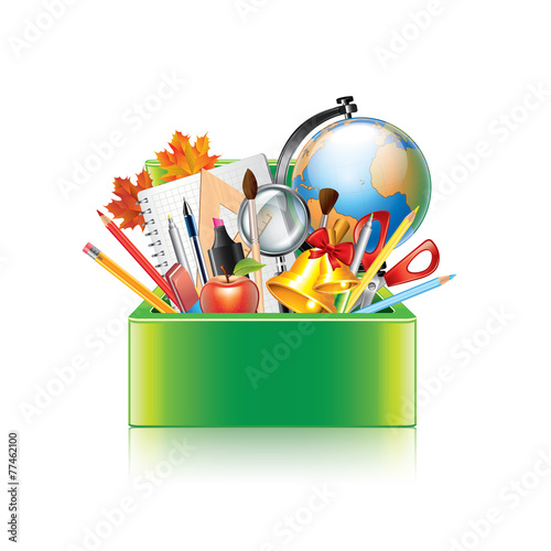 School supplies box isolated on white vector