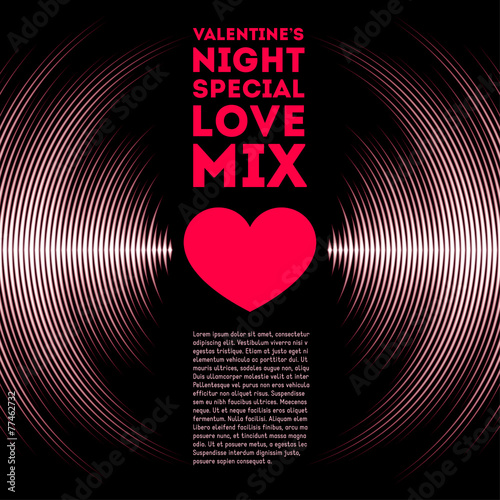 Valentine's Day card with vinyl tracks and heart