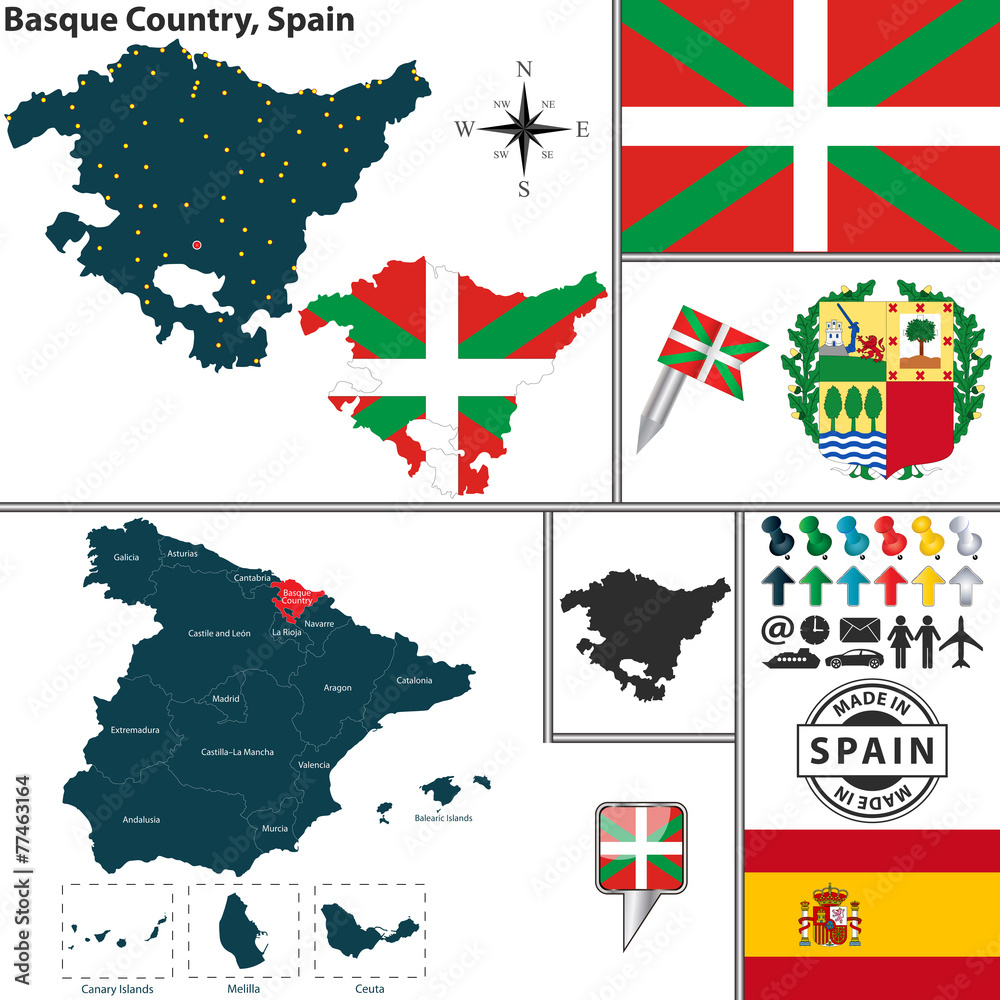 Obraz premium Map of Basque Country, Spain