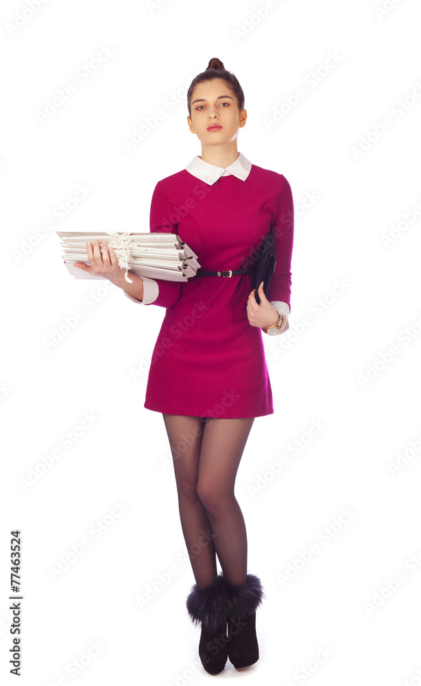 Elegant woman with files Elegant woman with files