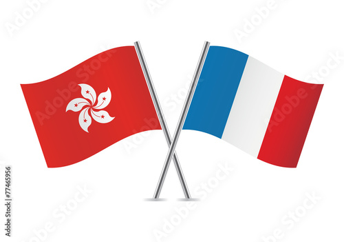Free Download French and Hong Kong flags. Vector illustration. - GFXLoad