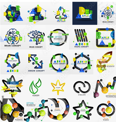 Vector mega collection of line and sticker infographics
