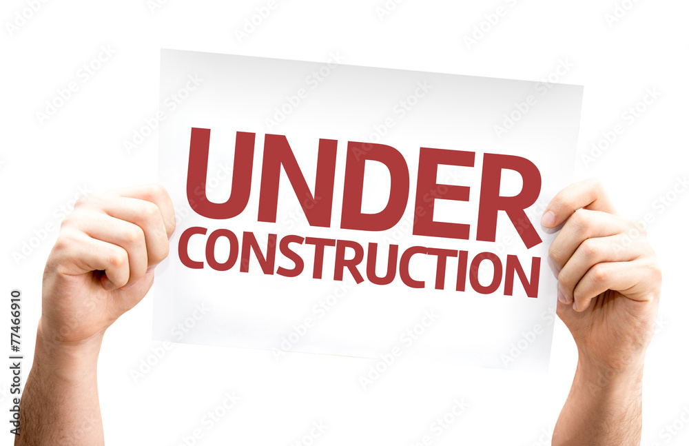 Under Construction card isolated on white background Under Construction card isolated on white background