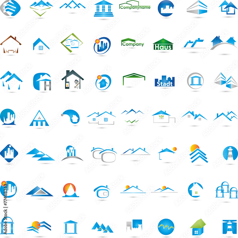 Logo, Immobilien, Häuser, Dächer Logo, Immobilien, Häuser, Dächer
