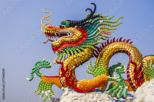 Chinese dragon on blue sky