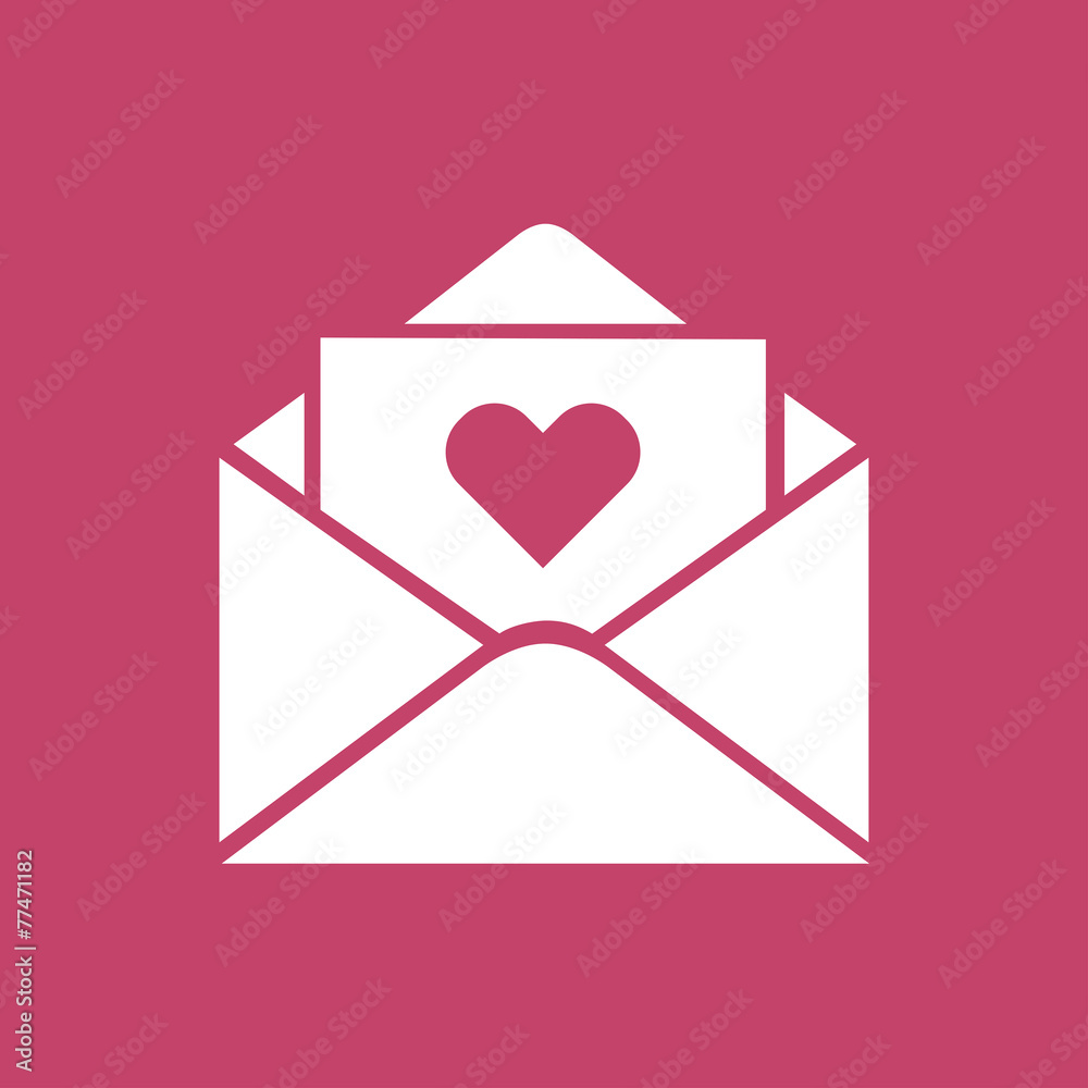 Simple flat design love letter on pink background