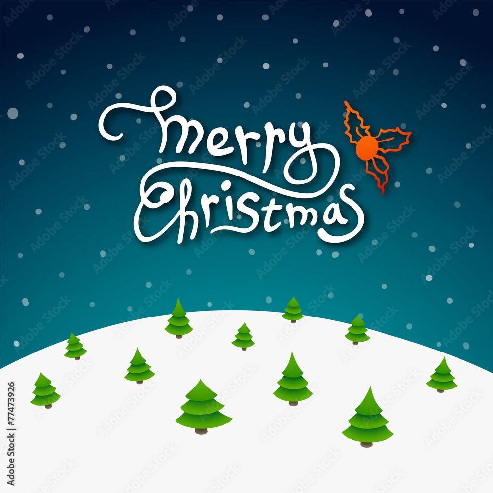 Christmas greeting card, merry christmas lettering