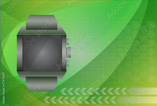 smart watch and digital technology background, vector illustrati