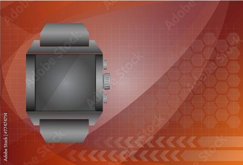 smart watch and digital technology background, vector illustrati