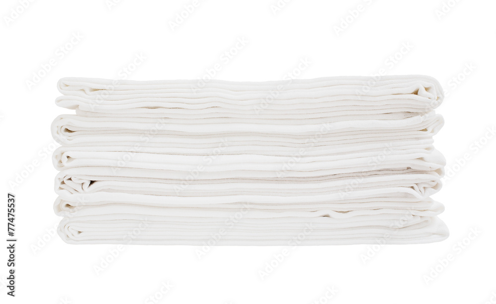 White bath sheets instack isolated over white