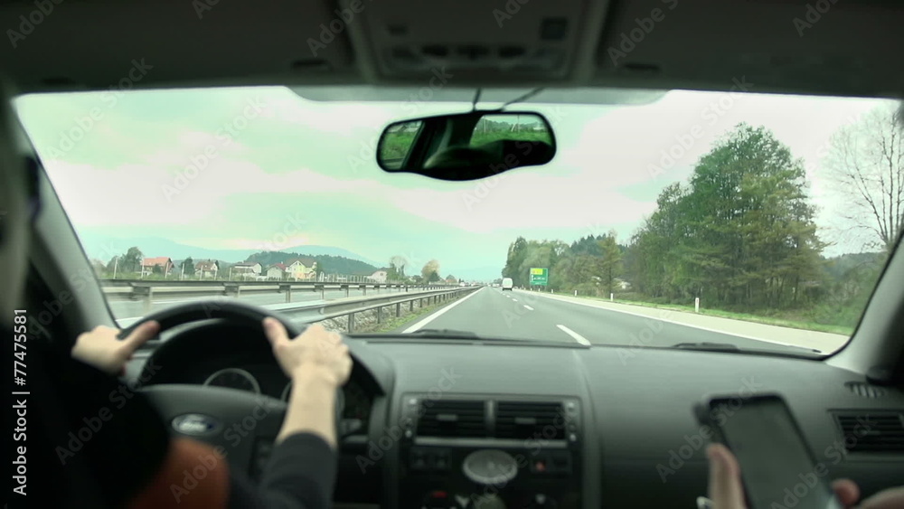 Driving on the highway in slow motion