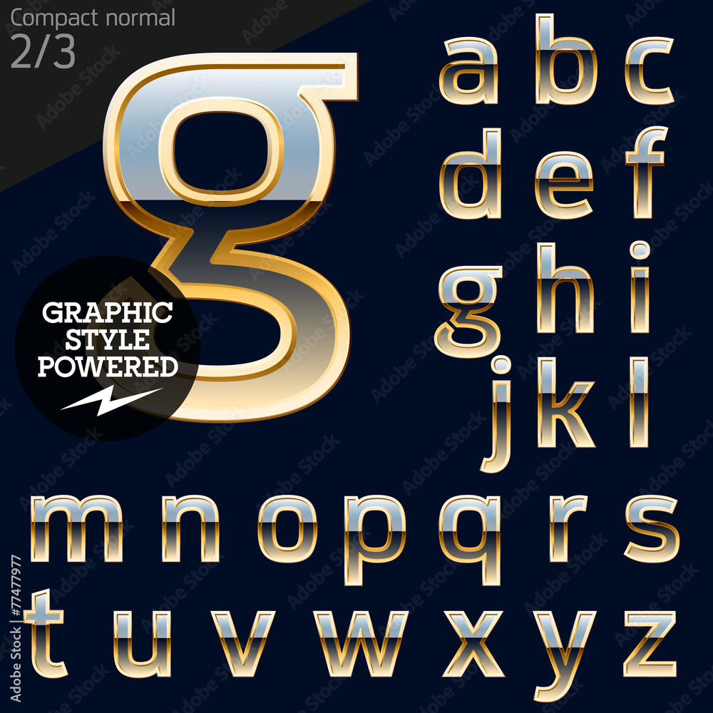 Illustration of golden alphabet. Compact 2
