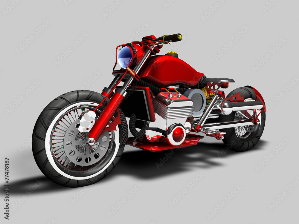 Obraz premium Czerwony motocykl custom