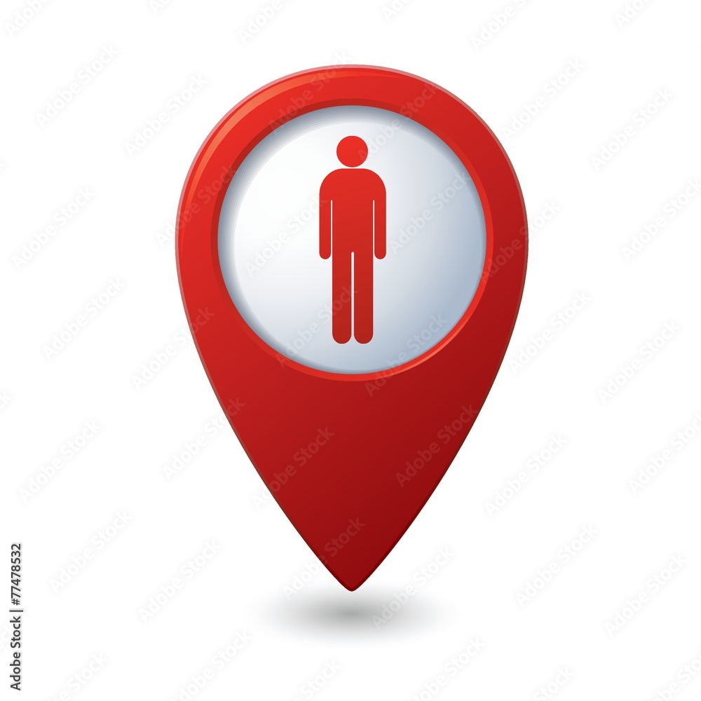 Map pointer with man icon. Vector illustration Map pointer with man icon. Vector illustration