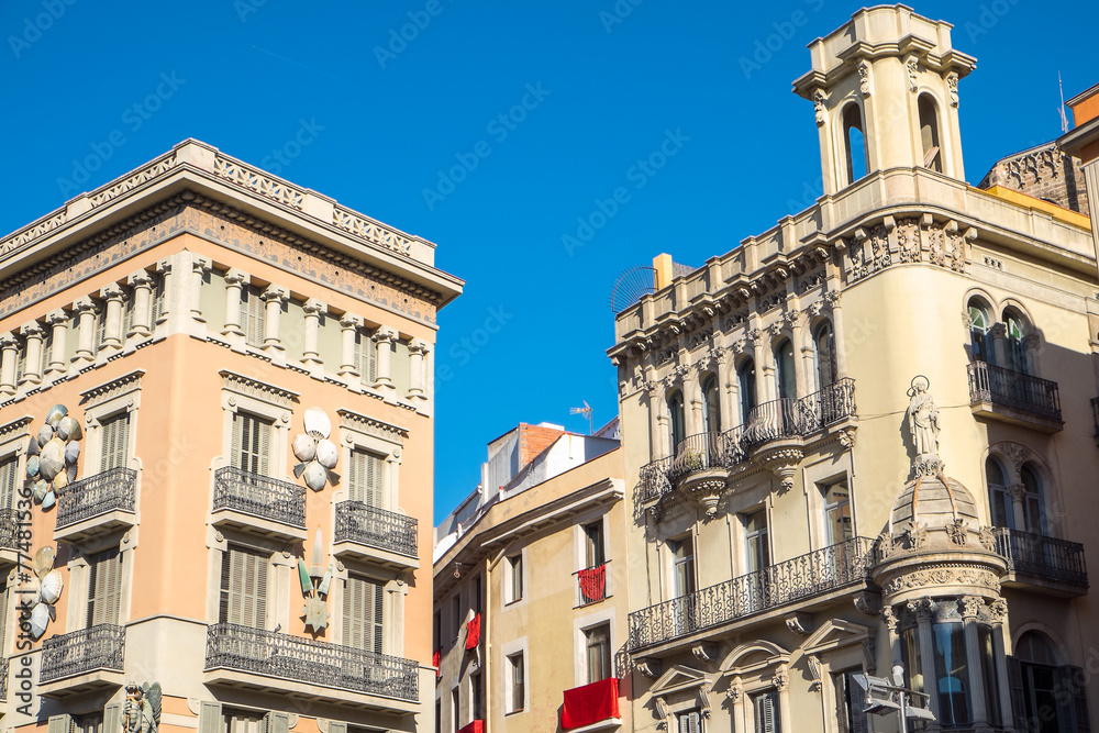 Buildings alongside La Rambla in Barcelona