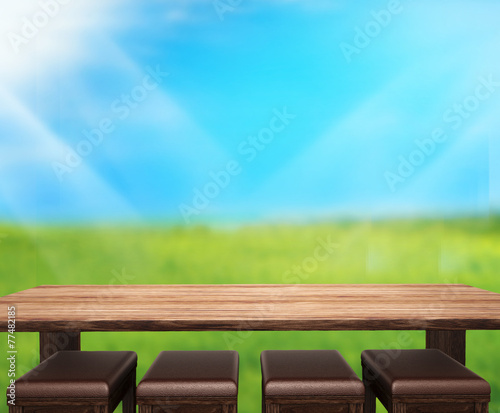 Table Top And Blur Nature Background