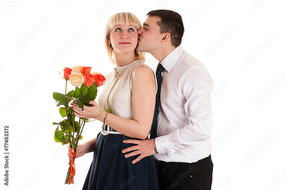 husband gives wife flowers husband gives wife flowers