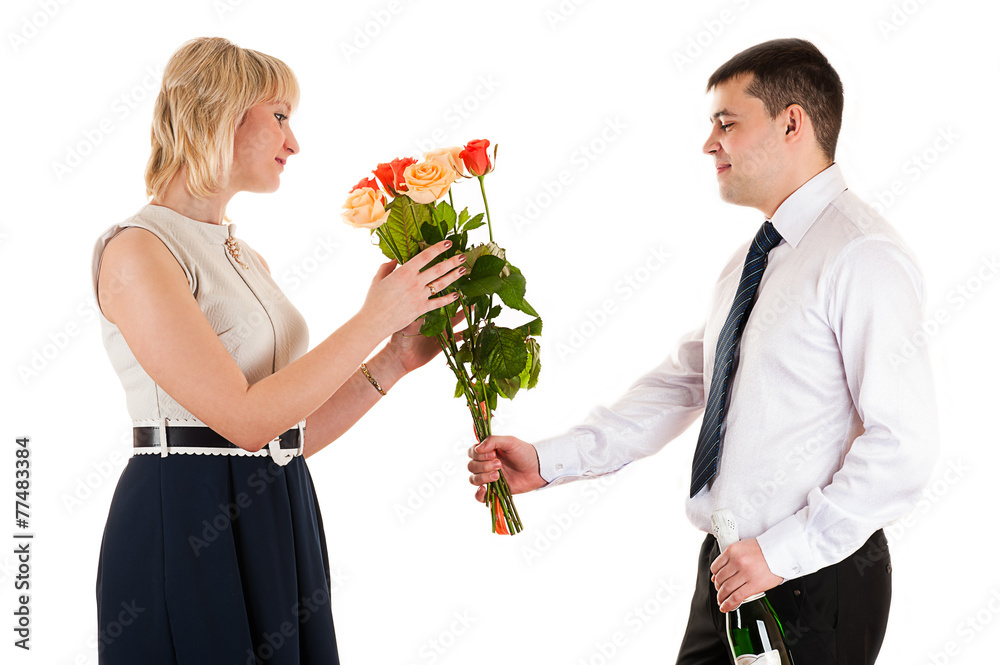 A Man Giving Roses To A Girl