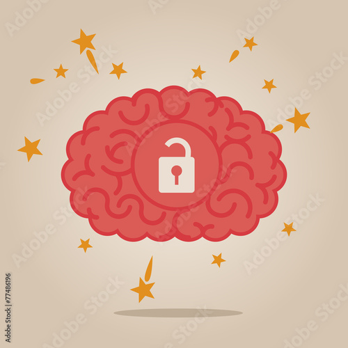 Brain concept illustration: unlocked brain