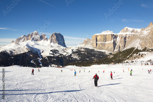 Skiers in Val Gardena Ski resort