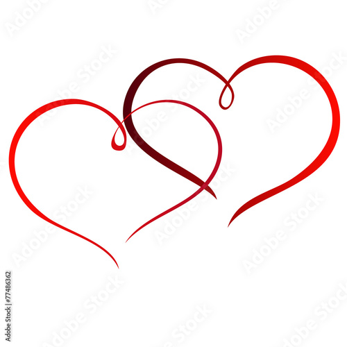 line valentine two heart