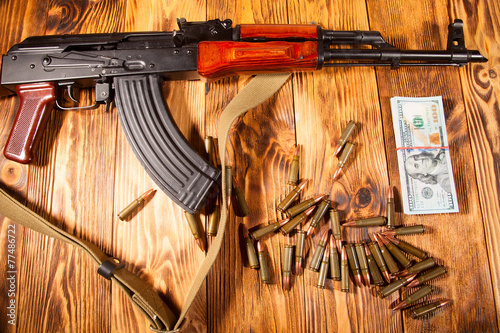 Kalashnikov ammunition and US dollars