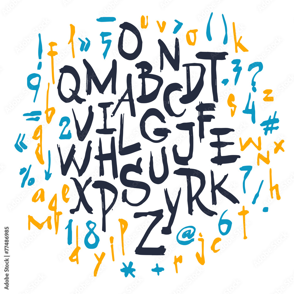 Fototapeta Vector alphabet. Hand drawn letters.