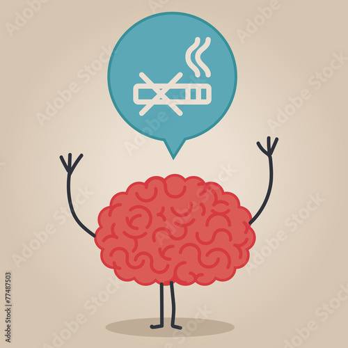 Brain character with a bubble chat: no smoking