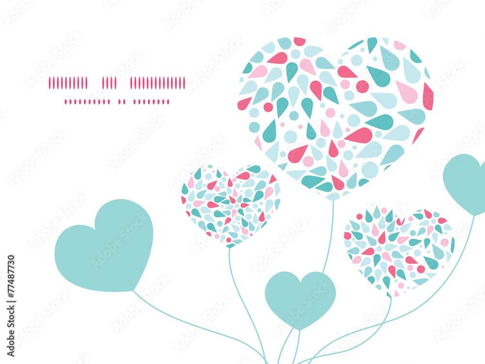 Vector abstract colorful drops heart symbol frame pattern