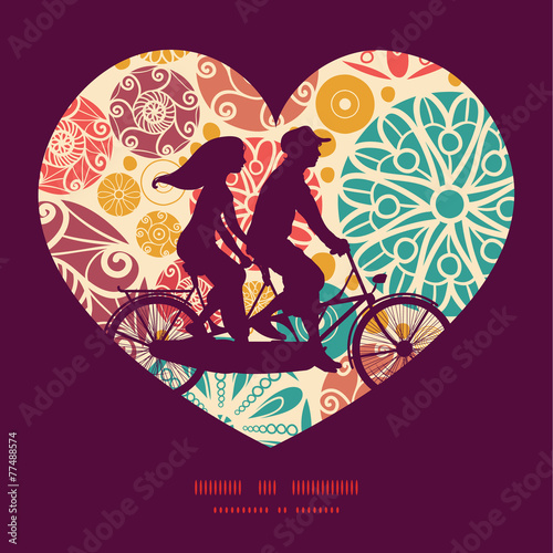 Vector abstract decorative circles couple on tandem bicycle