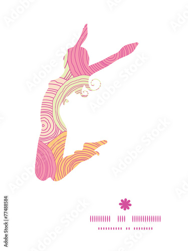 Vector doodle circle texture jumping girl silhouette pattern
